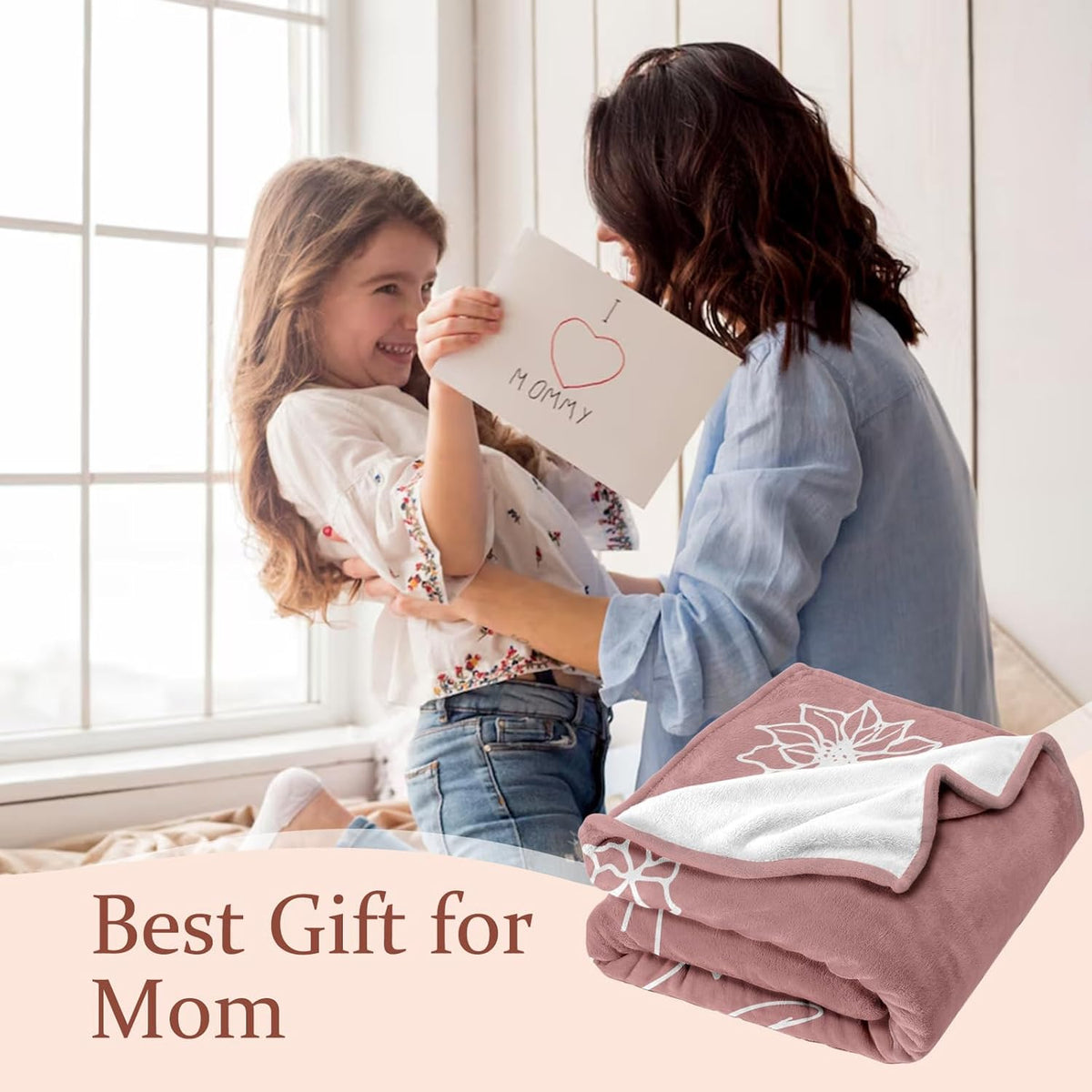 Mom Birthday Blanket Gift, Custom Blanket with Name and Birth Month Flowers, Personalized Blankets for Adults, Personalized Gifts for Women, Mom, Grandma