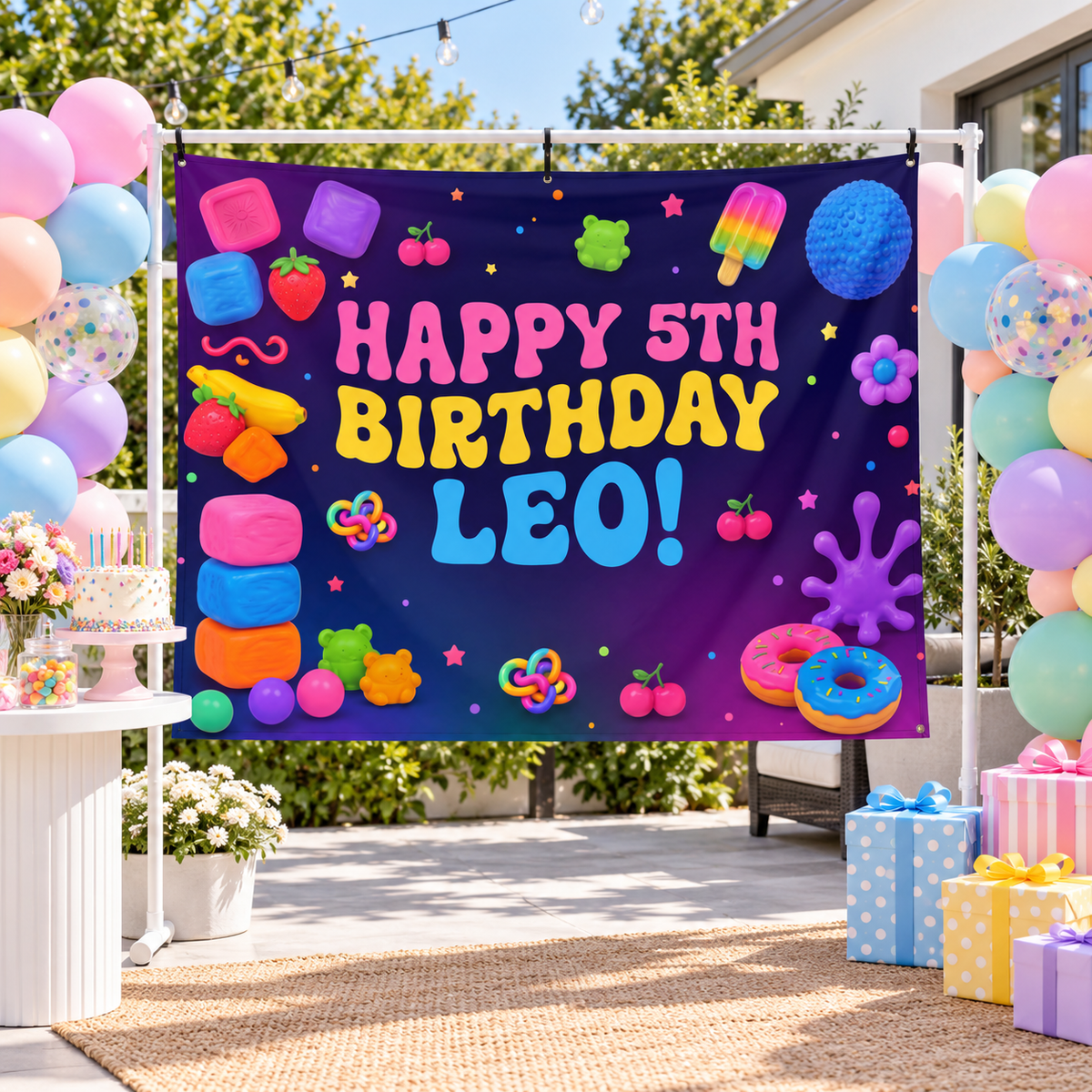 Kawaii Birthday Party Backdrop, Custom Name Tapestry, Colorful Dumpling Plush Decor, Sweet Treats Banner, Cute Food Dessert Wall Hanging 71e4b279-be60-4d71-a4eb-f3ff7ecd894a-banner-1.png