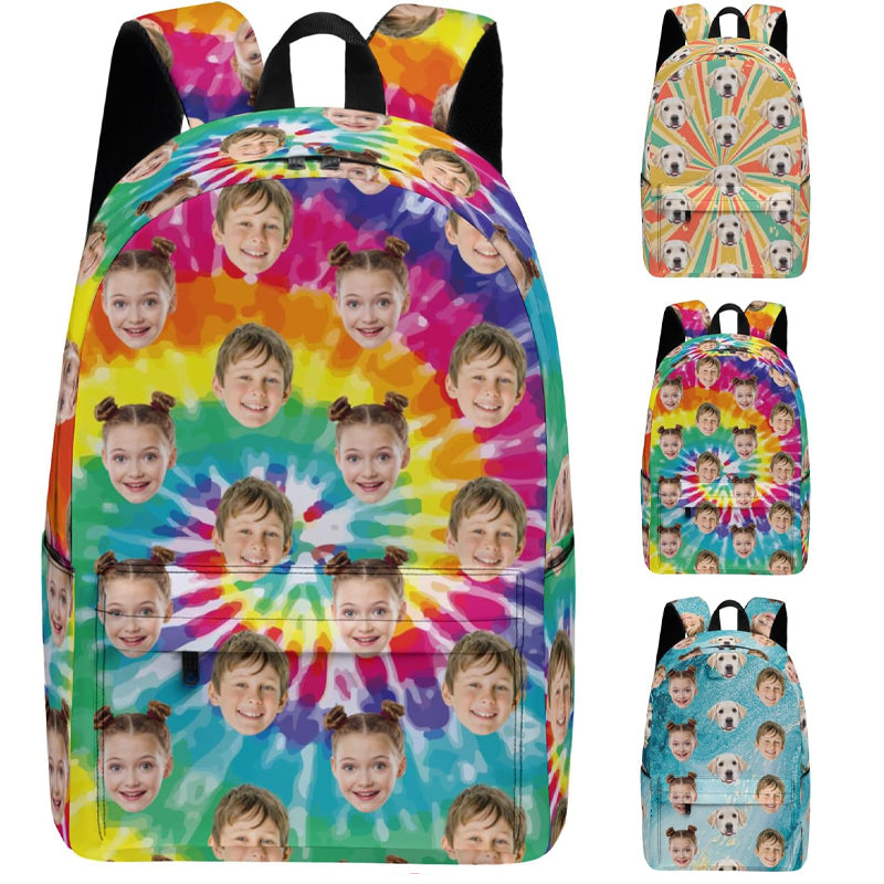 Custom Backpack with Face, Personalized Face School Bag for Boys Girls Men Women, Customized Faces Casual Laptop Backpacks with Adjustable Shoulder Strap for School Work Travel Camping
