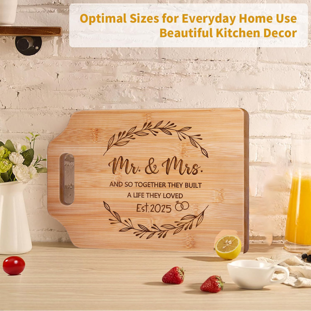 Wedding Gifts for Couple 2025, Mr and Mrs Wedding Cutting Board, Engagement Bridal Shower Marriage Gifts for Newlyweds, Couples, Bride to Be