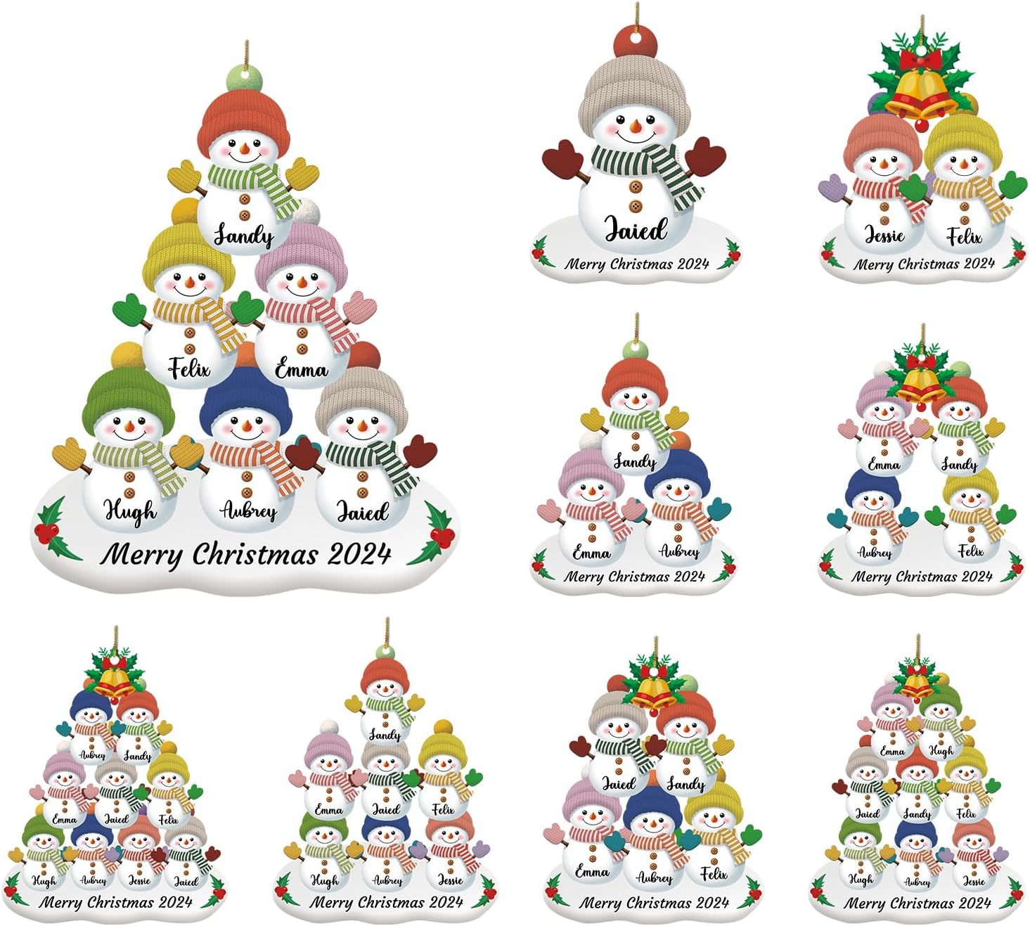 Personalized Snowman Christmas Ornament 2025, Photo Acrylic Customized Family Christmas Snowman Ornament with Picture for Xmas Tree Decor Custom Gifts