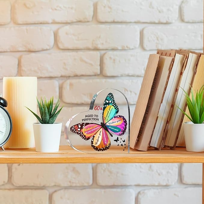 60th Birthday Gifts for Women, Acrylic Heart Sign Birthday Keepsake Presents, 60 Year Old Bday Gifts for Mom, Aunt, Grandma, Sister, Best Friends, Wife, Her