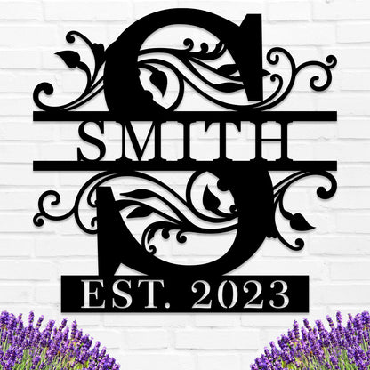 Custom Metal Name Sign | Personalized Metal Signs | Split Letter Monogram Wall Decor | Last Name Sign | Family Name Sign | Anniversary Wedding Gift | Outdoor Metal Art | Housewarming Gift