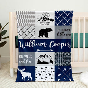 Personalized Baby Blankets for Boys Girls, Custom Flannel Blanket with Name Customized Christmas Birthday Gifts for Kids Teens