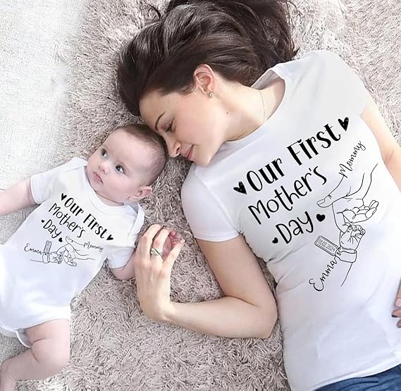 First Mothers Day Together Personalized Our First Mothers Day Matching Shirts, Custom Mom & Baby Matching Outfit, First Mothers Day Outfits