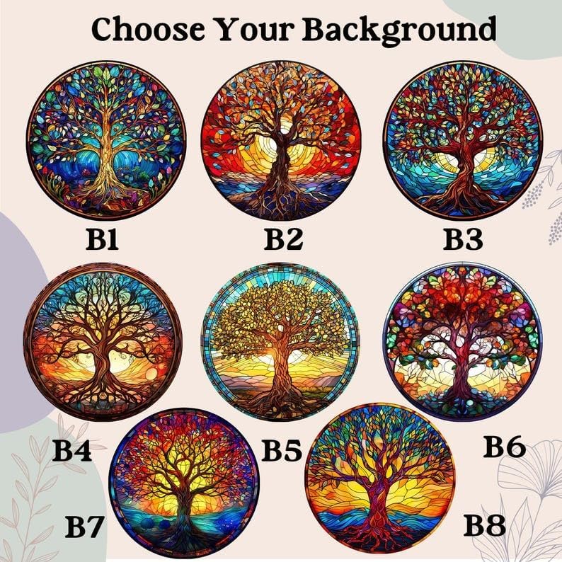 Personalized Family Unbreakable Bond Tree of Life Stained Glass Window Hanging Suncatcher, Gifts for Family, Stained Glass Home Decor, Gift for Parents, Grandparents & Loved Ones