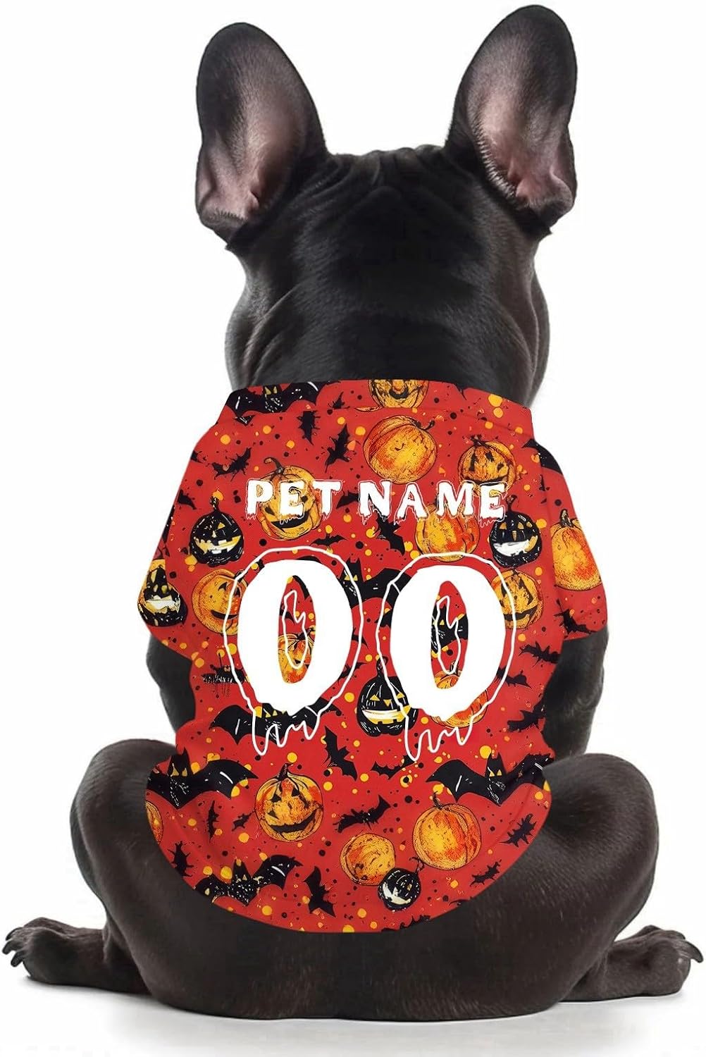 Personalized Halloween Dog Sweatshirts, Custom Jersey Shirts for Pets with Name/Number/Logo, Lightweight Pet Clothing for Small and Medium Dogs Halloween Style