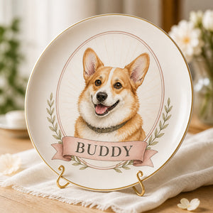 Custom Pet Portrait Ceramic Plate – Watercolor Cameo with Name - Personalized Personalized Ceramic Plate 71f21b51-be1a-4c41-b8b9-b61436b56d55.jpg