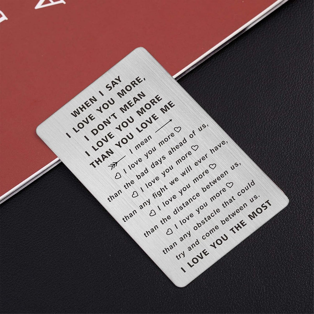 When I Say I Love You More Wallet Card, I Love You Gifts for Him Her, Anniversary Cards Gift for Men Husband, Sentimental Long Distance Presents, Valentines Day Gifts, Mens Stocking Stuffers