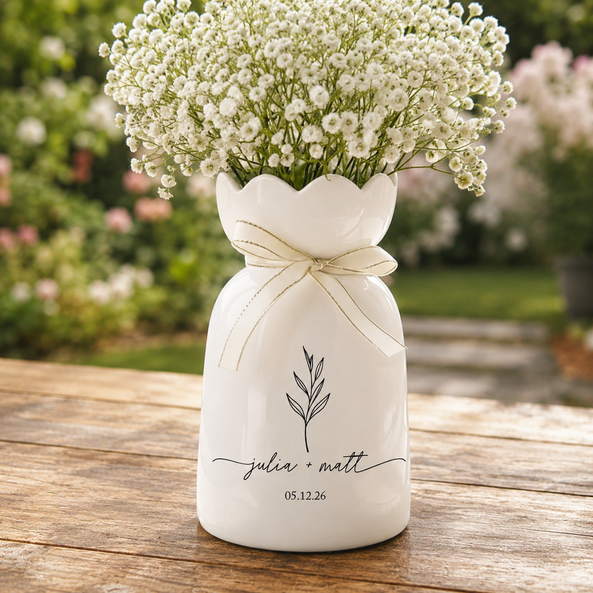 Custom Engagement Gifts Flower Vase,Wedding Vase Gift,Ceramic Flower Vase for Wedding,Gift for Newlyweds,Wedding Anniversary Gift for Couple