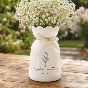 Custom Engagement Gifts Flower Vase,Wedding Vase Gift,Ceramic Flower Vase for Wedding,Gift for Newlyweds,Wedding Anniversary Gift for Couple