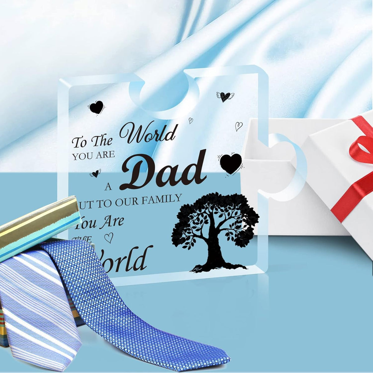 Dad Gift from Daughter Son, Acrylic Plaque Gift for Dad, Dad Plaque Gift Puzzle Shaped, Dad Birthday Present, Dad Presents for Fathers Day Christmas Daddy Gift Dad Thank You Gift