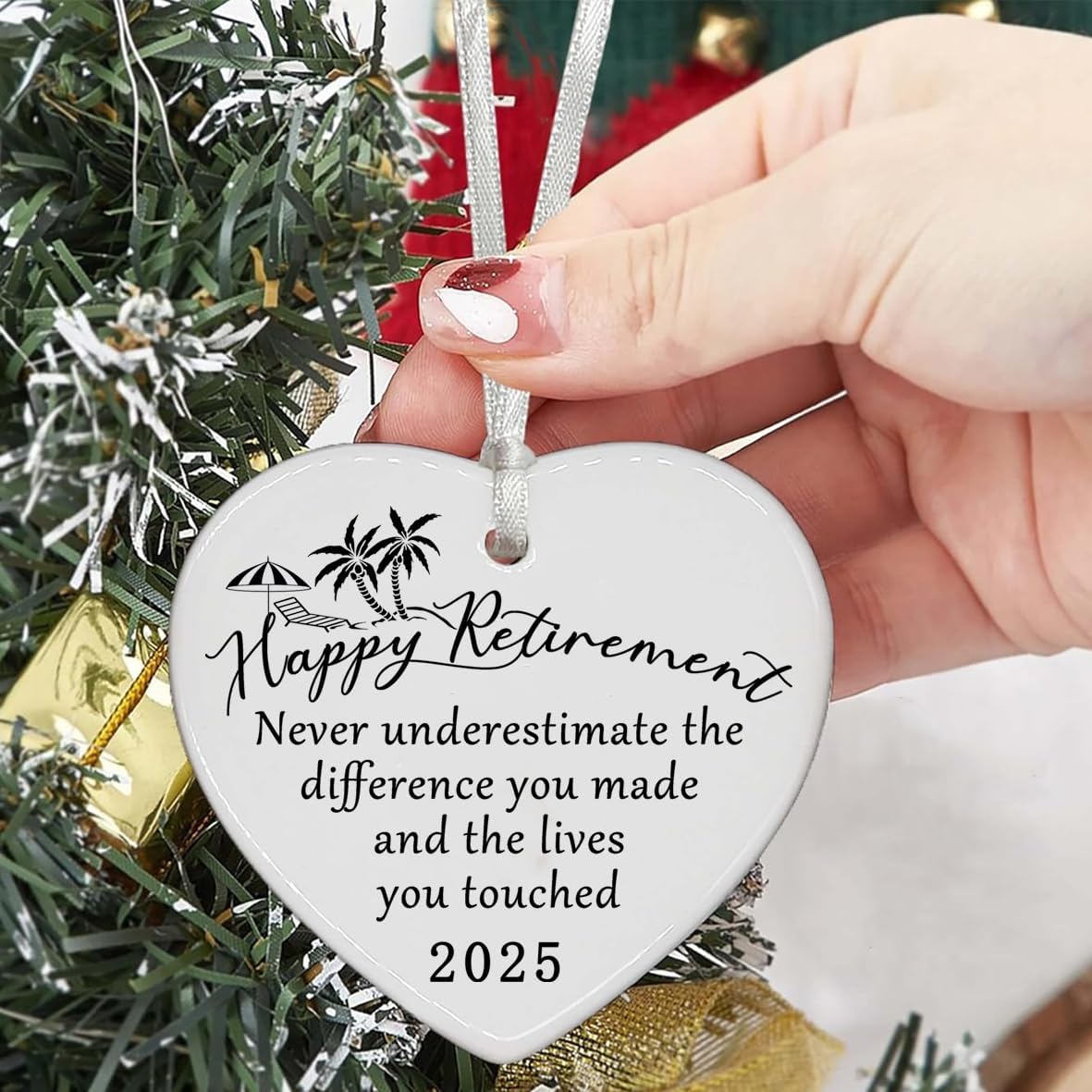 Retirement Gifts for Woman 2025 Never Underestimate The Difference You Made Ceramics Christmas Ornament Happy Retirement Appreciation Gift for Retired Women Men Coworker Boss Nurse Teacher Friend