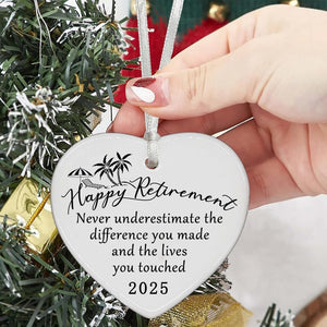 Retirement Gifts for Woman 2025 Never Underestimate The Difference You Made Ceramics Christmas Ornament Happy Retirement Appreciation Gift for Retired Women Men Coworker Boss Nurse Teacher Friend