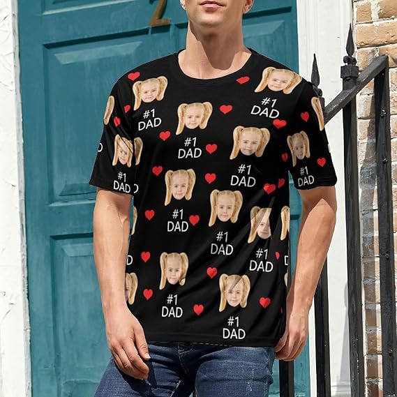 Custom T Shirts with face for Men Women Design Your Own Shirts, Personalized Fathers Day T-Shirt Gifts for Dad