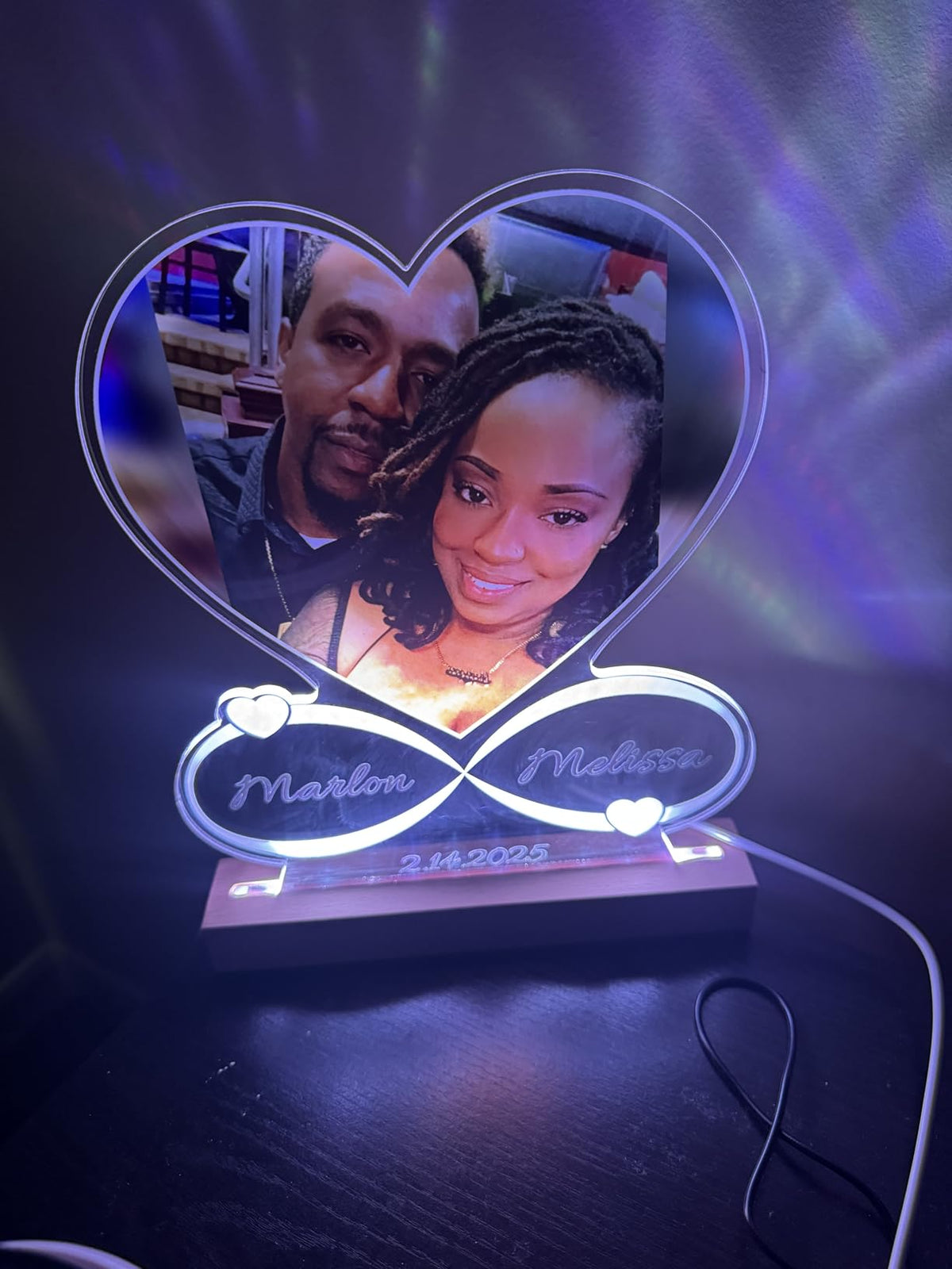 Custom Picture Frames with Photo, Personalized Photo Frame with Night Light, Customized Picture Frame, Personalized Mothers Day Anniversary Birthday Gifts for Women Men Her Him Mom Dad Baby Kid Family