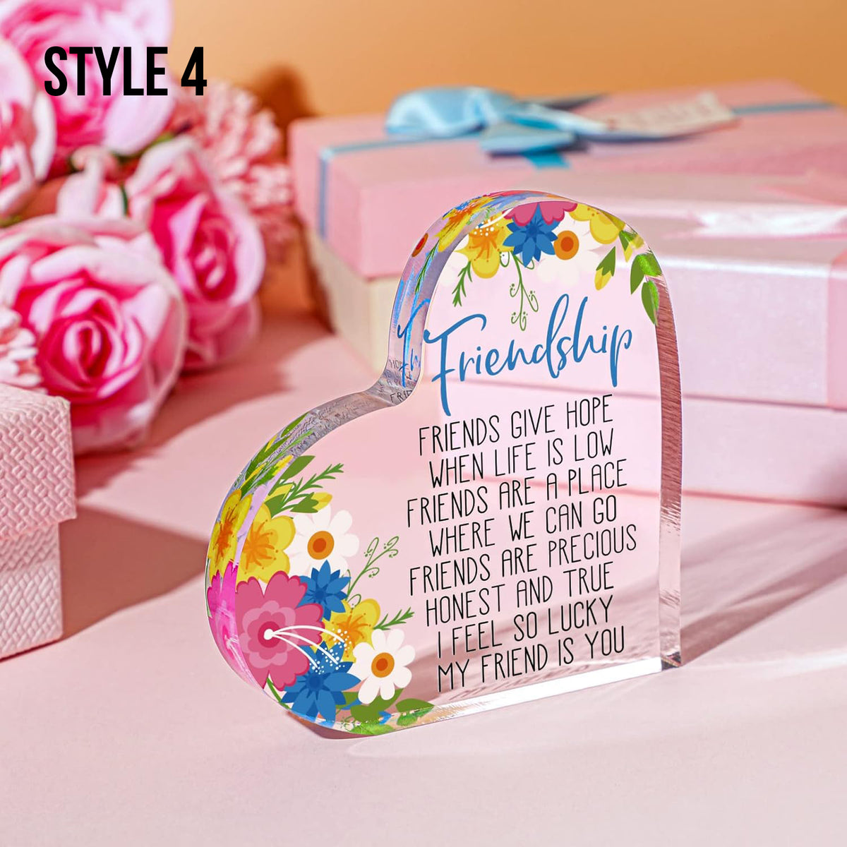 Gift for Friend Friendship Women Friend Friendship Birthday Cheer up Gift Acrylic Heart Butterfly Keepsake Paperweight for Home Office Table Shelf