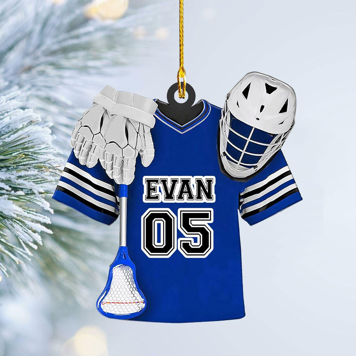 Personalized Lacrosse Ornament, Lacrosse Amor Shape Flat Ornament, Lacrosse Helmet Ornaments, Gifts for Lacrosse Lovers, Lacrosse Players, Lacrosse Christmas Ornament