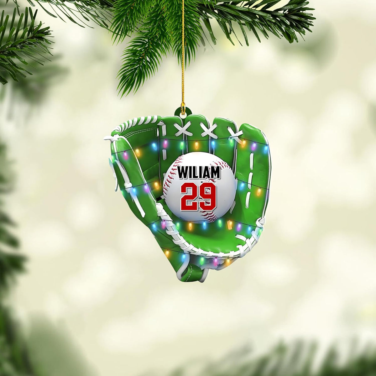 Personalized Baseball Ornaments for Boy - Custom Baseball Player Gift - Catcher, Bag, Mitt Glove Gifts