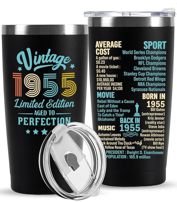 50th Birthday Gifts for Men Women, 50 Year Old Gifts Idea for Him Her,Custom Birthyear 1965 1965 1955 1645 Gift for Woman Man in Their 50s Back in 1975 Year Tumbler, Turning 50 Birthday Present