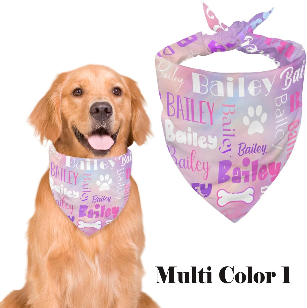 Personalized Dog Bandanas Custom Neckwear Name Button Anti-loosening Dog Scarf Triangle Bibs Kerchief Pet Costume Accessories for Small Medium Large Dogs Cats Pets Birthday