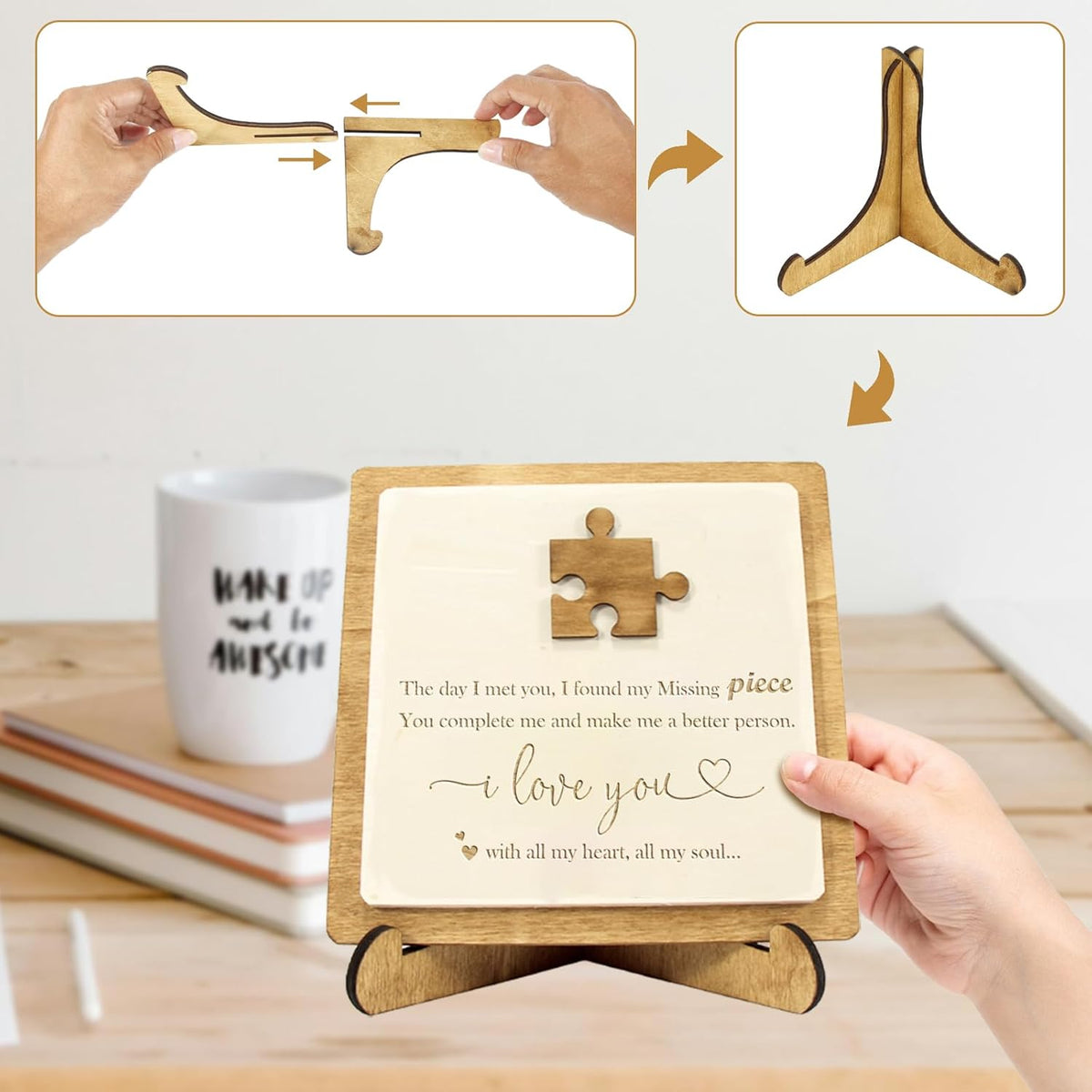 Missing Piece I Love You Sign | Valentine's Day Romantic Gifts for Girlfriend, Boyfriend, Anniversary Sentimental Gifts for Couple Fiance Wife Husband Women Men, Home Office Decor Ideas for Him or Her
