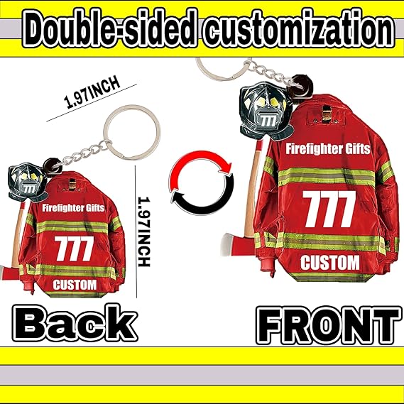 Custom Firefighter Gifts for Men Women Cool Gifts for Firefighter Personalized Firefighter Keychain with Name Number
