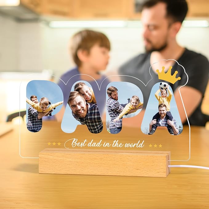 Personalized Gifts for Dad,Custom Night Light with Picture, Birthday Gifts for Dad, Father's Day Gift from Daughter Son