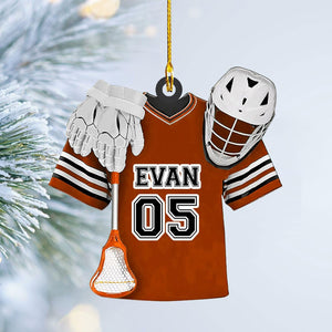 Personalized Lacrosse Ornament, Lacrosse Amor Shape Flat Ornament, Lacrosse Helmet Ornaments, Gifts for Lacrosse Lovers, Lacrosse Players, Lacrosse Christmas Ornament