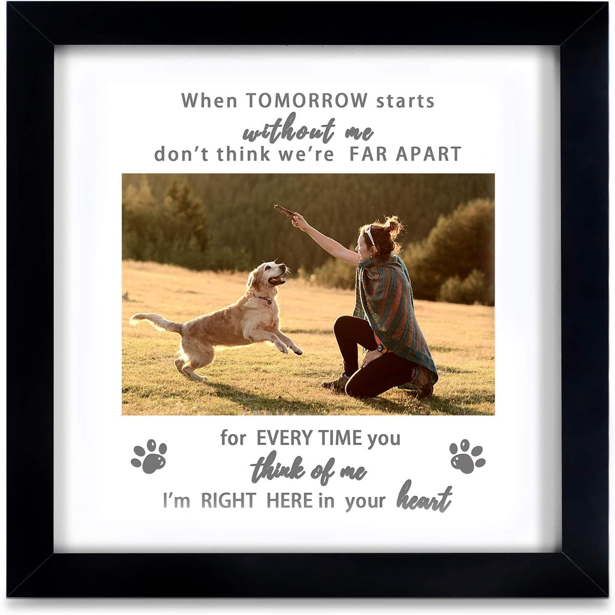 Memorial Picture Frame for Pet Loss Gift - Remembrance Frame for Dog or Cat with Sympathy Tribute Keepsake