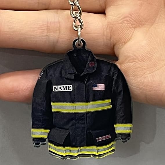 Personalized Firefighter Keychain Custom Firefighter Gifts for Men Acrylic Keychain with Iamge Name Number