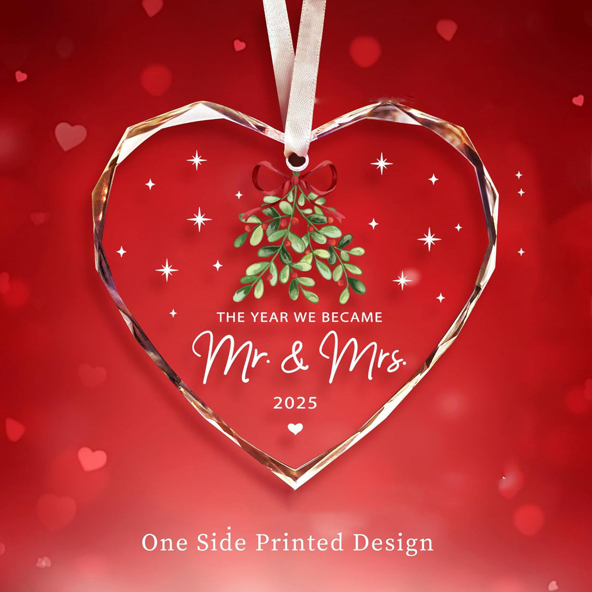 Wedding Gifts, Mr & Mrs Ornament 2025, Hanging Ornament, Glass, Traditional, Just Married Gift for Newlywed Couple