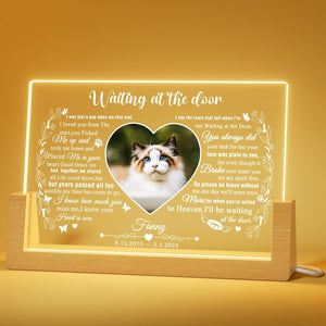 Personalized Waiting at the door Pet Memorial Gifts - in Memory of Dog Night Lights, Custom Dog Memorial Gifts for Loss of Dog, Pet Loss Gifts, Memorial Plaques for Dogs, Pet Text&Heart Memorial Gifts