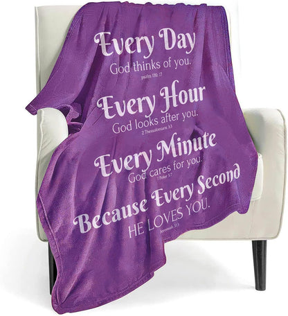 Verse Blanket with Inspirational Thoughts and Prayers- Religious Throw Blanket Soft Lightweight Cozy Plush Warm Blankets for Women Men Gift
