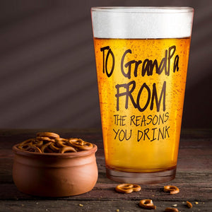 Fathers Day Dad Gifts from Daughter Son Wife,16 OZ Funny Beer Glass Gifts for Dad Men Husband Grandpa,Birthday Retirement Anniversary Christmas Stocking Stuffers