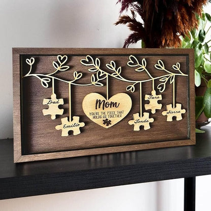 Personalized Mom You Are the Piece That Holds Us Together Puzzle Sign, Mom Puzzle Piece Sign, Mothers Day Puzzle, Custom Grandma Sign, Mother's Day, Christmas Gifts for Mom Grandma