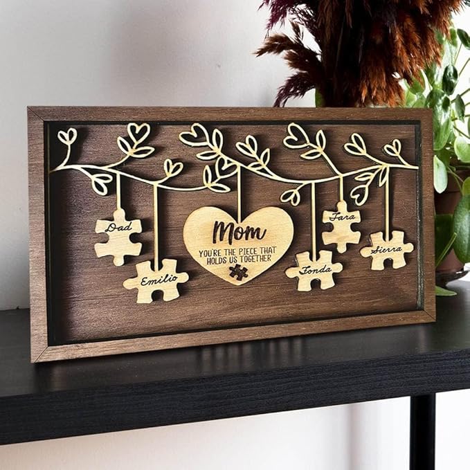 Personalized Mom You Are the Piece That Holds Us Together Puzzle Sign, Mom Puzzle Piece Sign, Mothers Day Puzzle, Custom Grandma Sign, Mother's Day, Christmas Gifts for Mom Grandma