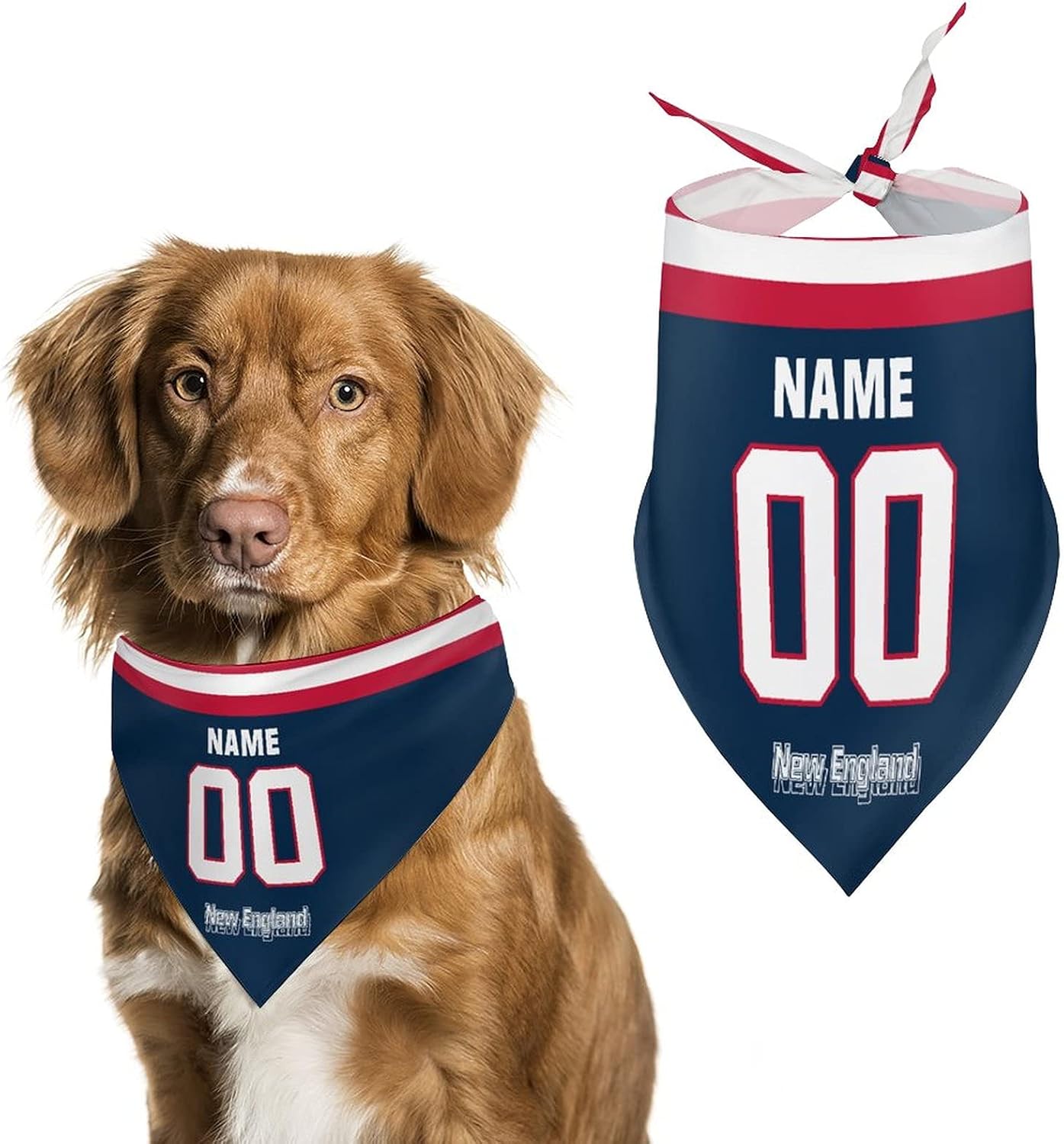 New England Custom Dog Bandana Pet Gear Select Any Name Any Number Gifts for Dogs Cats