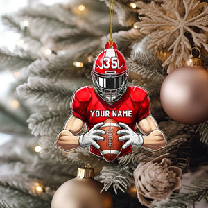 Custom Football Ornament, Personalized Player Jersey, Engraved Name and Number, Football Christmas Decoration, Sports Keepsake Gift, Gifts for Football's Fans