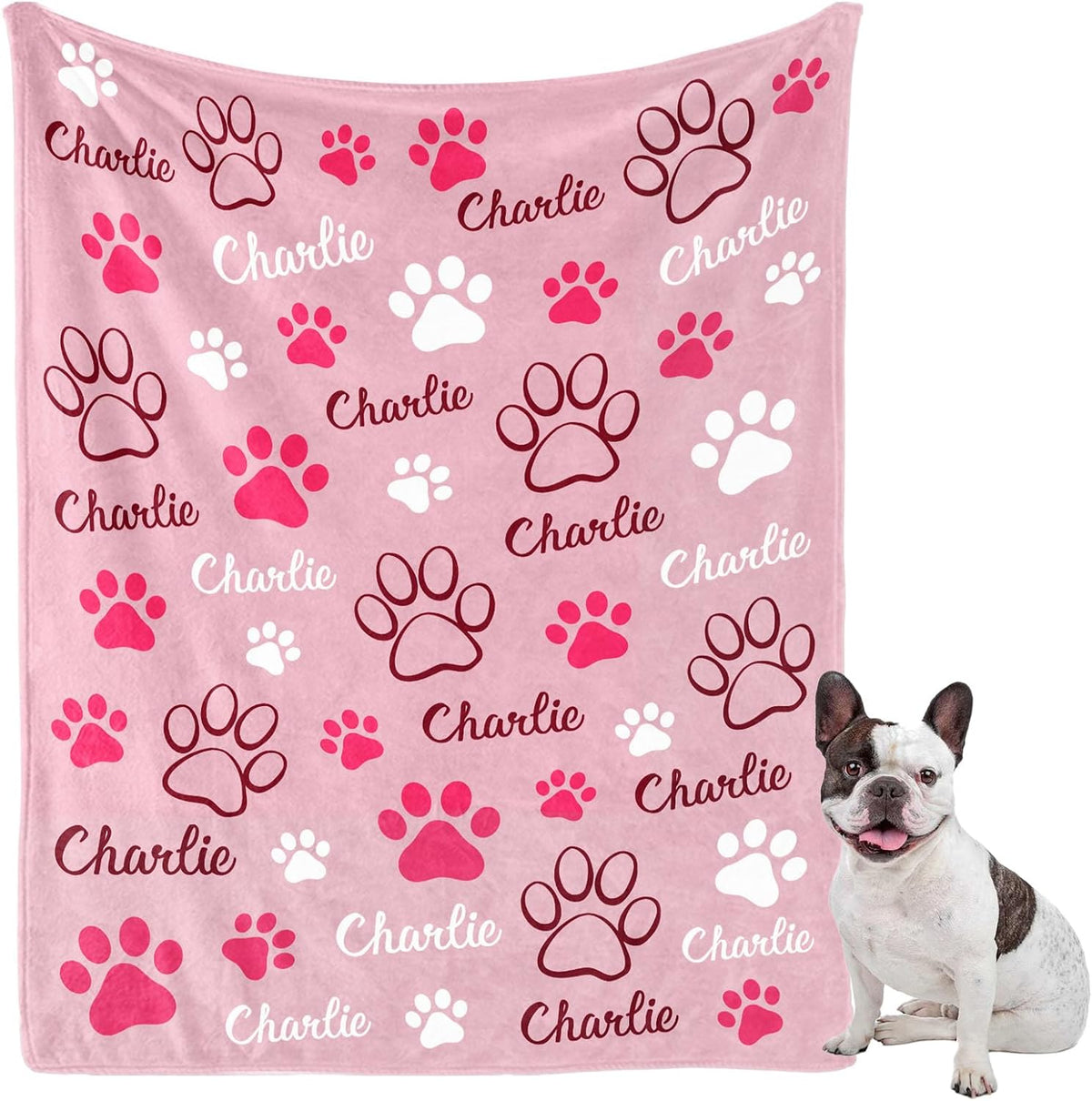 Personalized Dog Blanket, Customized Pet Blankets with Name Picture, Throw Blanket for Small Medium Large Dog Puppy Cat