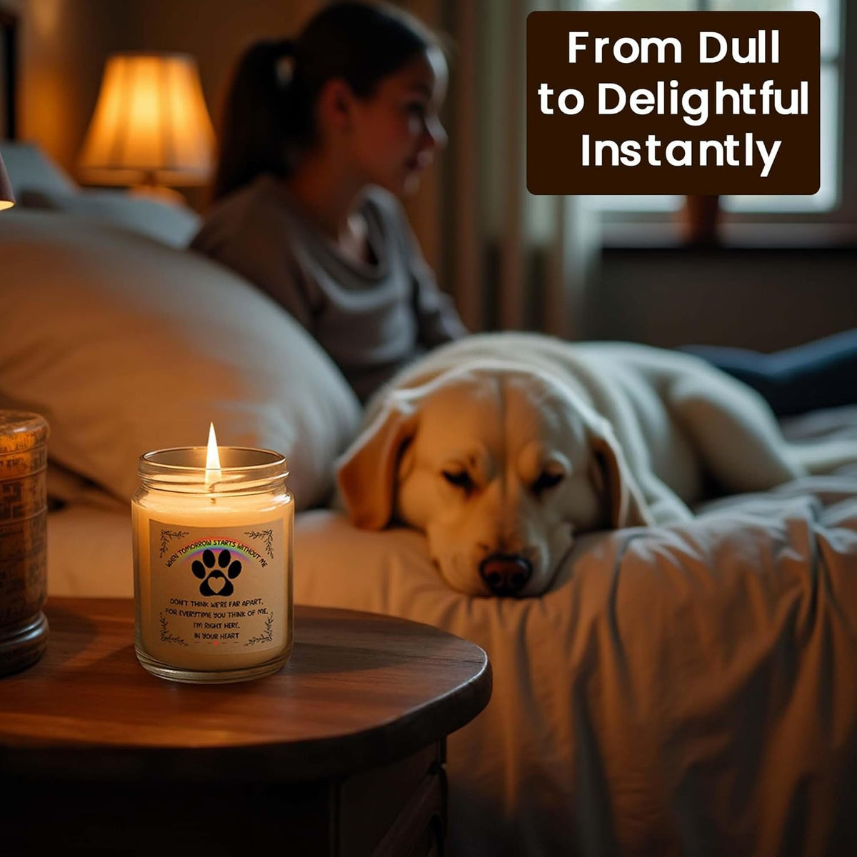 Memorial Gifts for Loss of Dog, Pet Loss Gifts, Sympathy Candle for Cats Dog Passing Away, Rainbow Bridge, Bereavement Remembrance Grief Condolence for Pet Lovers