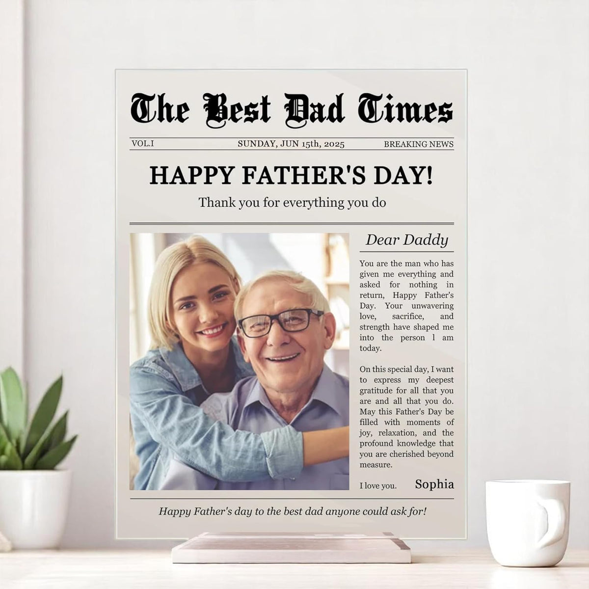 Customized Photo Acrylic Plaque -The Best Dad Times - Gift For Father's Day, Birthday, Loving Gift For Dad, Happy Father's Day Photo Acrylic Plaque