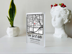 Custom Our First Date Map Block - Couple Map, Where It All Began, Gift for Her, Acrylic Plaque Couple Gift, Custom Location, Couples Gift, Gifts for Wife and Husband Anniversary