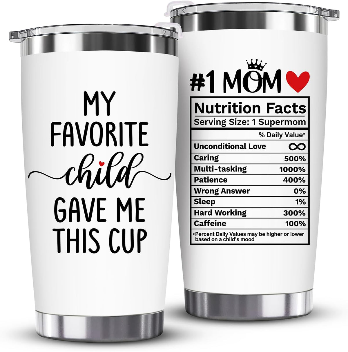 Mothers Day Gifts for Mom from Daughter, Son, Kids - Funny Mom Gift - Mama Coffee Cup My Favorite Child Gave Me This Cup - Birthday, Mothers Day, Christmas Gift Idea - Stainless Steel Tumbler
