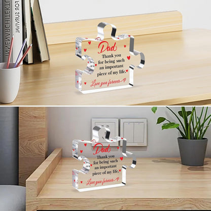 Fathers Day Dad Gifts for Dad Husband from Daughter Son Wife-Acrylic Puzzle Plaque-Birthday Thanksgiving Christmas Retirement Gift Ideas for Home Office Table Desk Decor