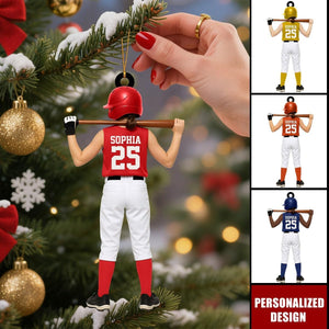 Personalized Softball Ornament, Custom Name 2D Flat Girl Softball Christmas Ornament, Gift for Daughters, Wife