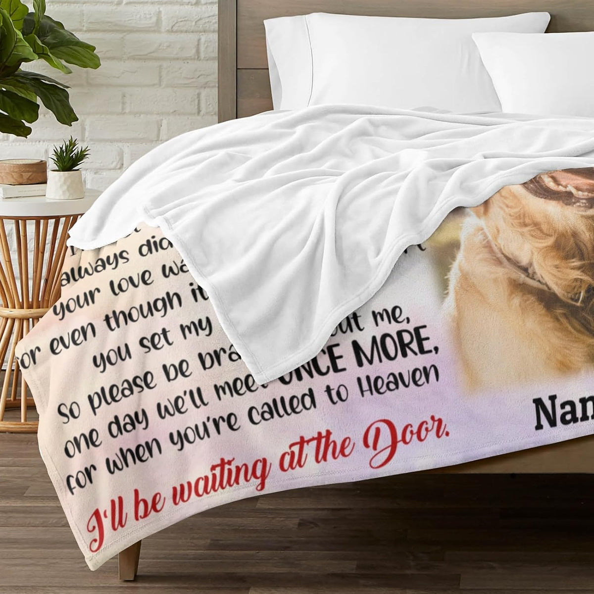 Waiting At The Door Custom Dog Memorial Blanket Personalized Pet Loss Sympathy Blanket with Picture Words for Dog Cat, Pet Memorial Gifts 71ihYTECztL._AC_SL1500.jpg