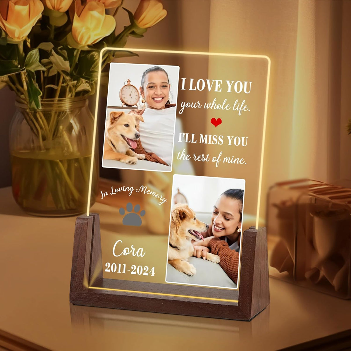 Customized Dog Memorial Gifts for Loss of Dog, Dog Memorial Gifts, Dog Memorial Gifts, Dog Loss Sympathy Gift, Pet Memorial Gifts, Pet Memorial Acrylic Light, Cat Memorial Gifts, Gifts for Pet Lovers