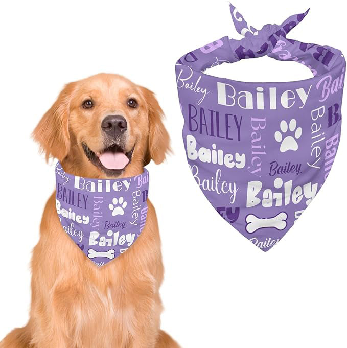 Personalized Dog Bandanas Custom Neckwear Name Button Anti-loosening Dog Scarf Triangle Bibs Kerchief Pet Costume Accessories for Small Medium Large Dogs Cats Pets Birthday