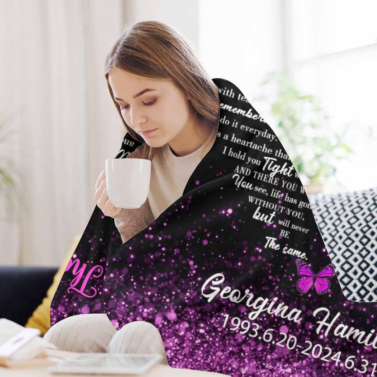 Custom Memorial Photo Blankets | in Memory of Loved One | Sympathy Gifts for Loss of Mother Father Husband Grandma Son | Bereavement Grief Gifts